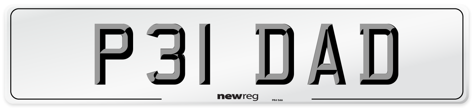 P31 DAD Number Plate from New Reg